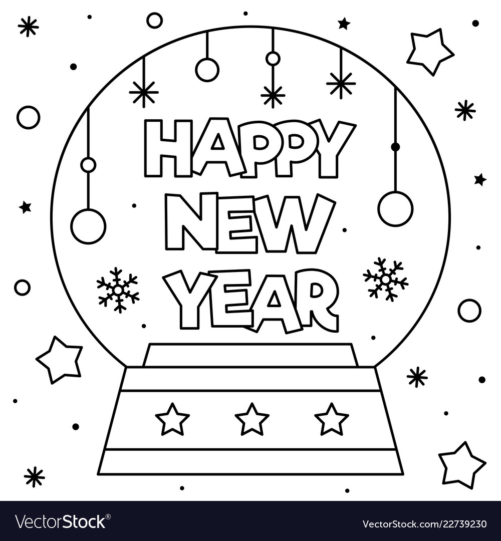 Happy new year coloring page royalty free vector image