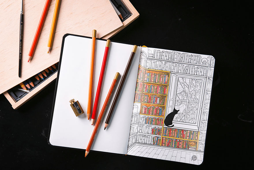 Coloring notebook with beautiful coloring pages helps adults relax bored panda