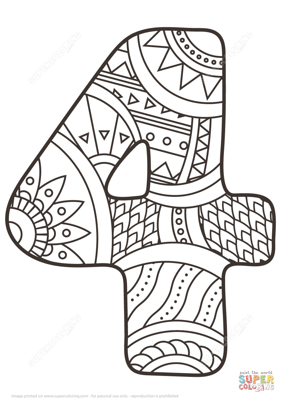 Number zentangle coloring page free printable coloring pages