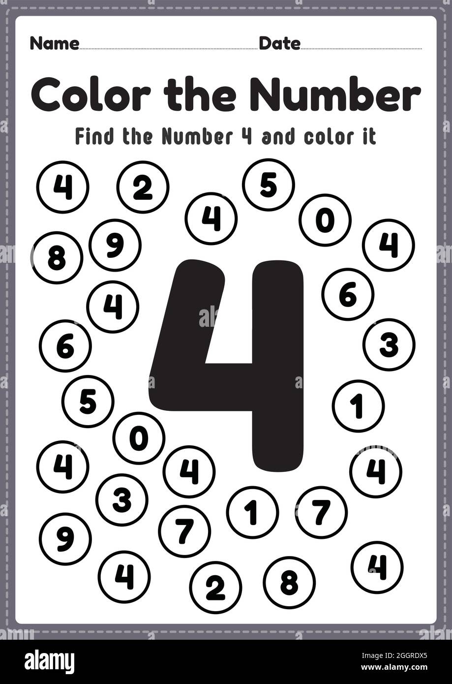 Kindergarten math worksheet number coloring maths activities for preschool kids to learn basic mathematics skills in a printable page stock vector image art