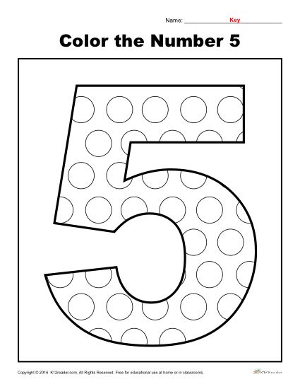 Color the number preschool number worksheet