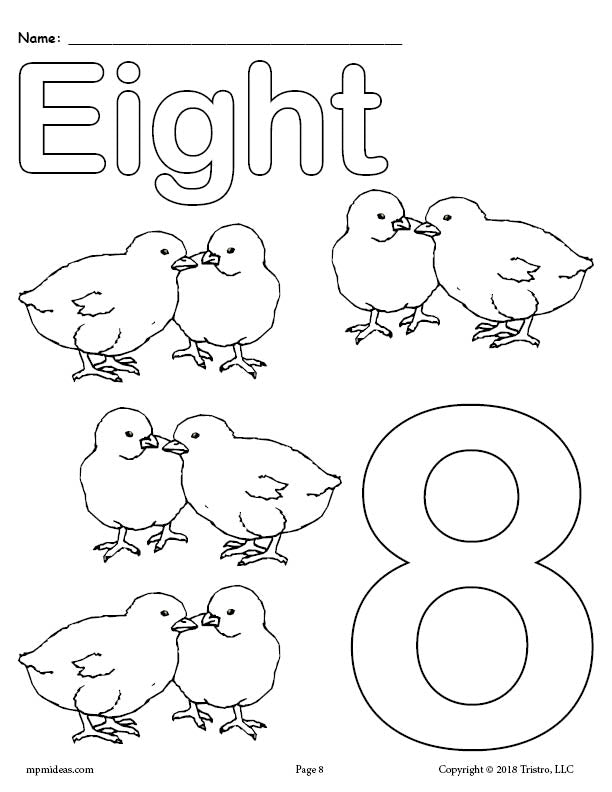 Printable animal number coloring pages