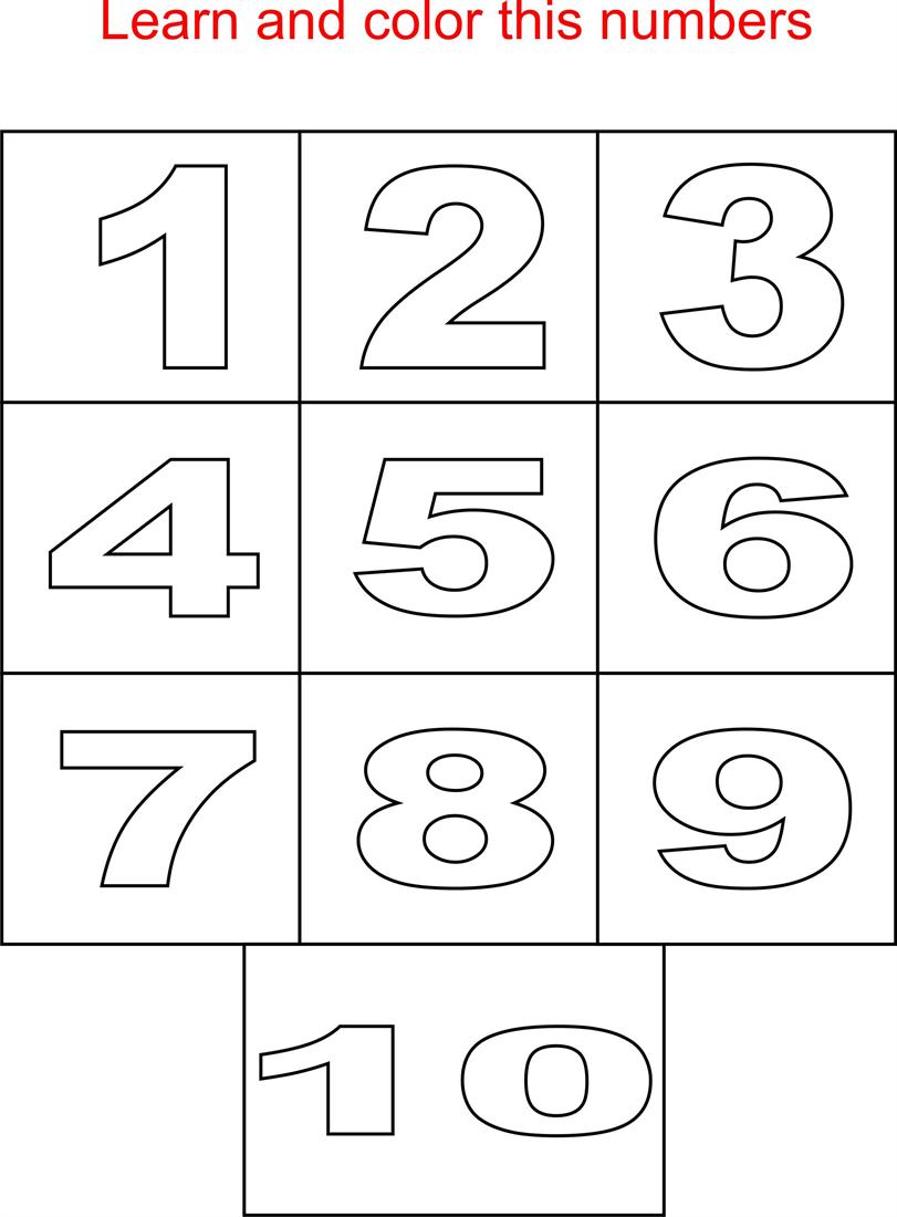 Basic numbers coloring page for kids