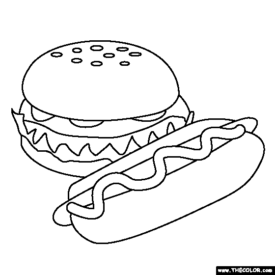 Hot dog and haburger coloring page