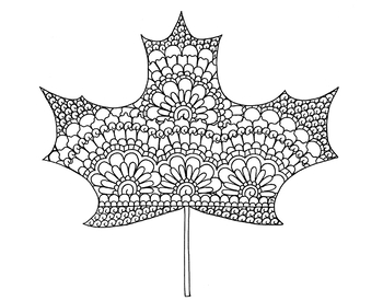 Maple leaf coloring page by henna by hilary tpt