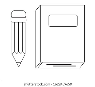 Book pencil eraser illustration printable coloring stock vector royalty free