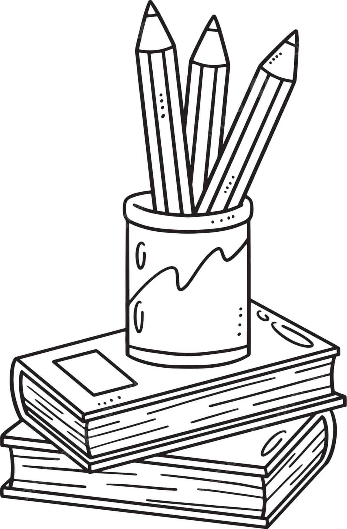 Coloring page for kids isolated pencil and books vector colouring colour pencil png and vector with transparent background for free download