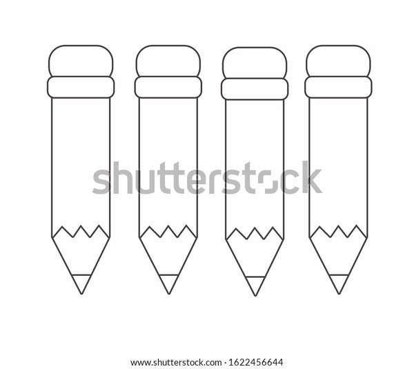 Four pencils illustration coloring sheet printable stock vector royalty free