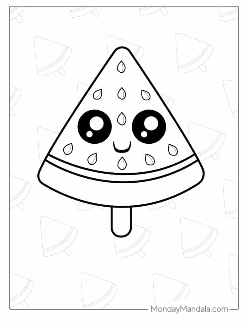 Watermelon coloring pages free pdf printables