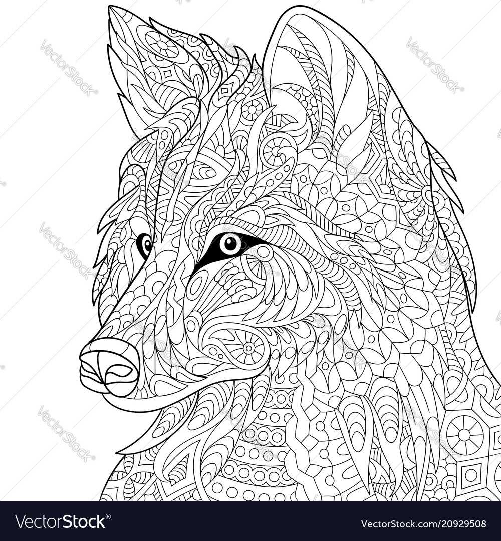 Wolf coloring page royalty free vector image