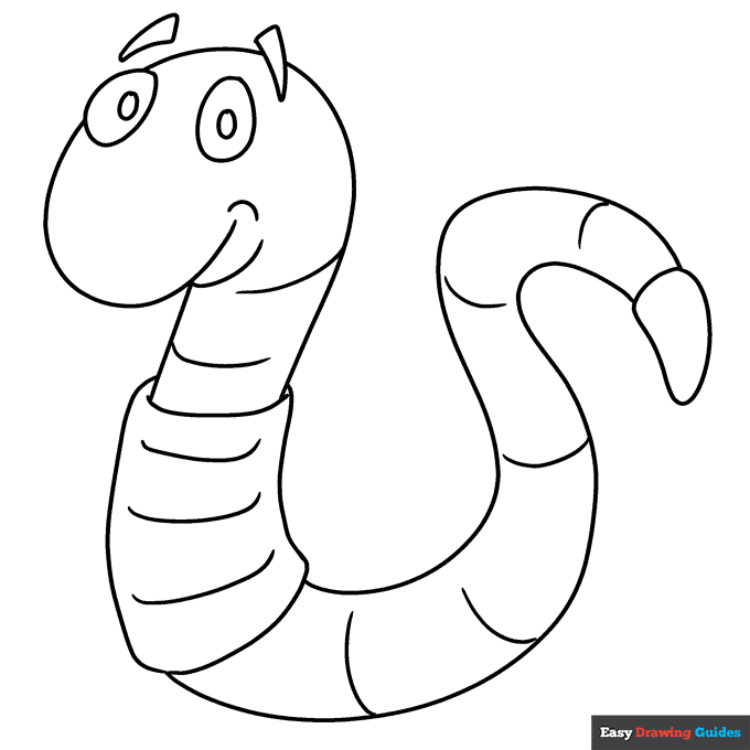 Worm coloring page easy drawing guides