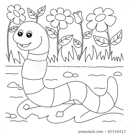 Worm coloring page for kids