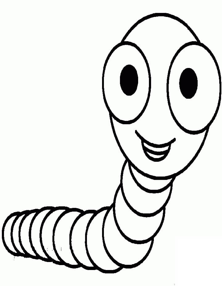 Drawing happy worm coloring page