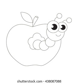 Hakuun apple worm be colored coloring book liittyvã vektorikuva rojaltivapaa