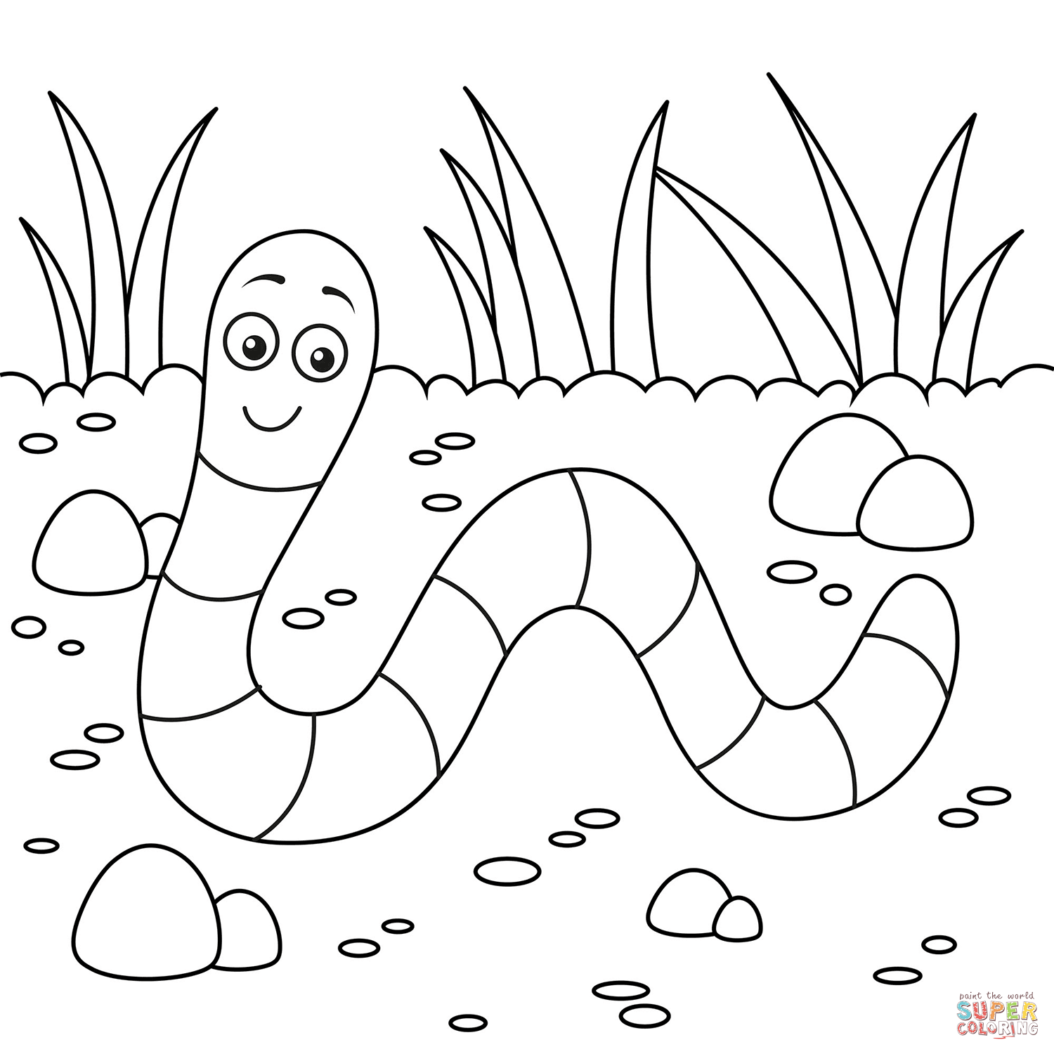 Cute worm coloring page free printable coloring pages