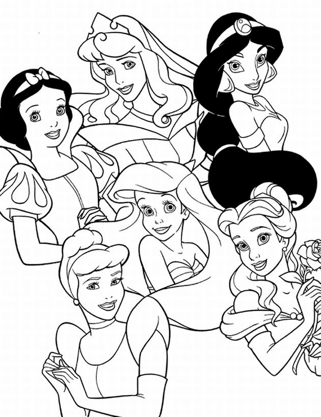 Stunning disney princesses coloring page