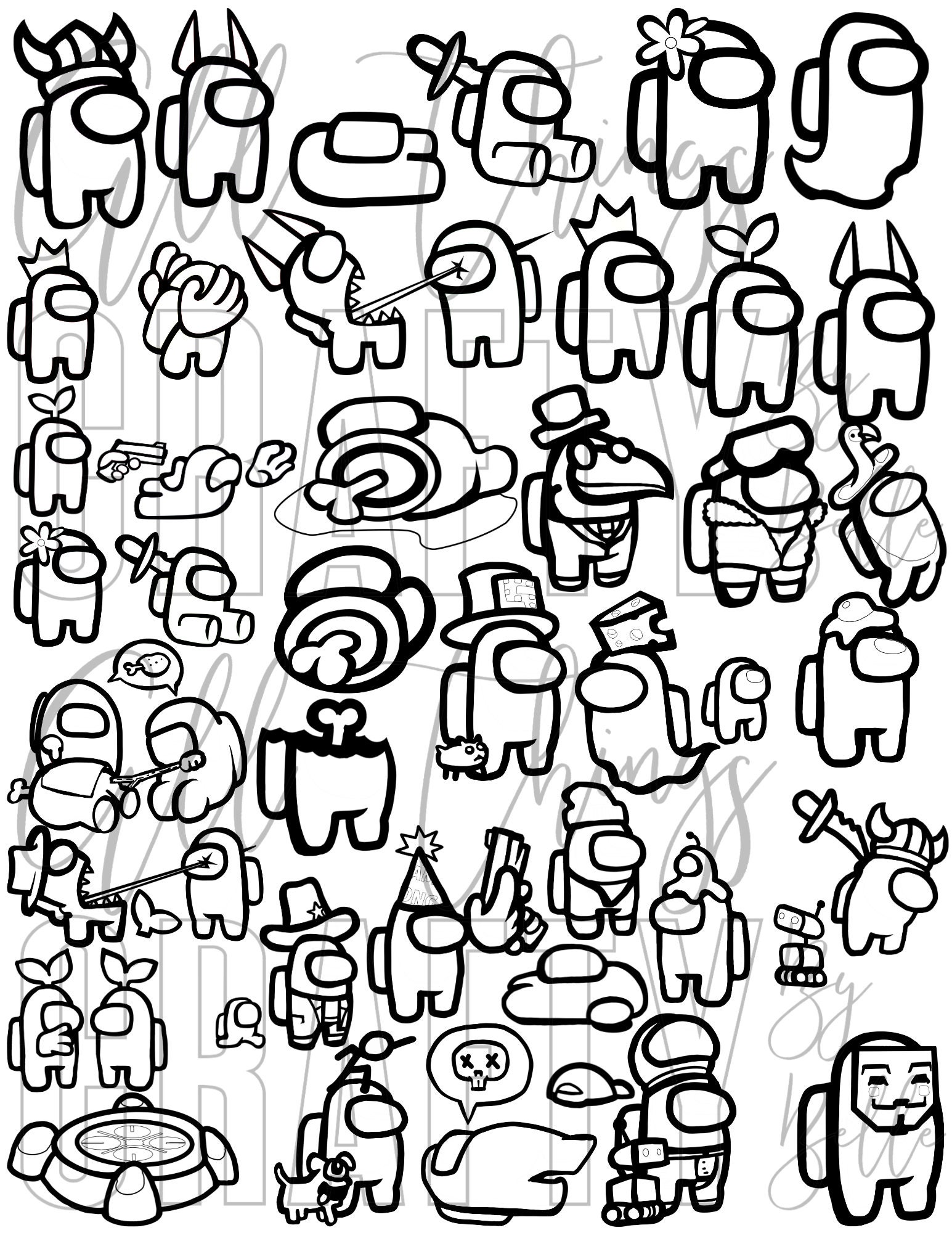 Among us coloring sheets digital pdf coloring pages