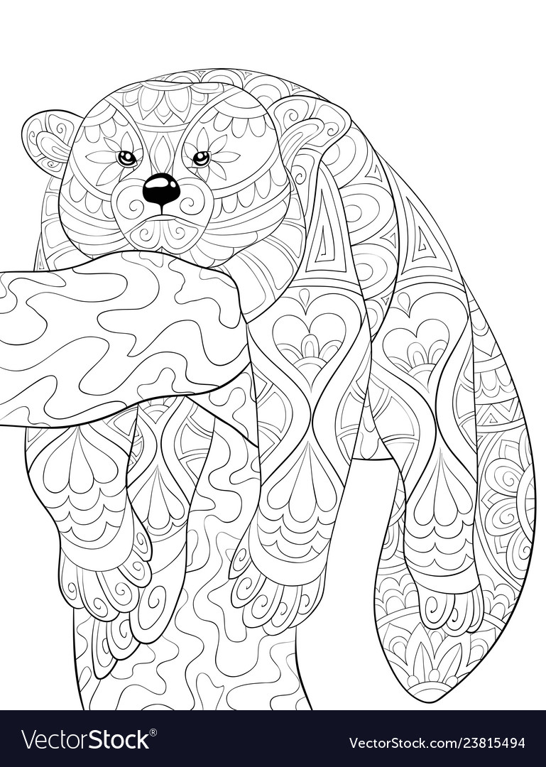 Adult coloring bookpage a cute beautiful animal vector image