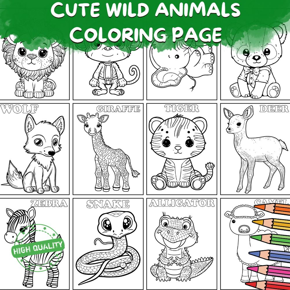 Cute wild animals coloring pages made by teachers