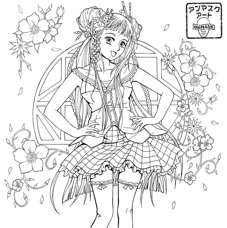 Anime coloring page by unmaskart on