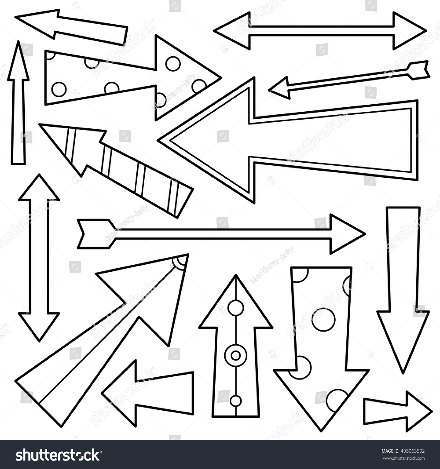 Black white illustration arrows coloring page stock vector royalty free