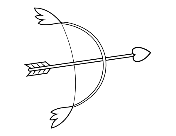 Printable bow and heart arrow coloring page