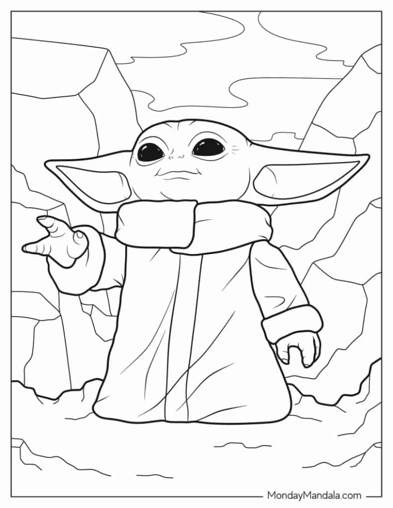 Baby yoda coloring pages free pdf printables