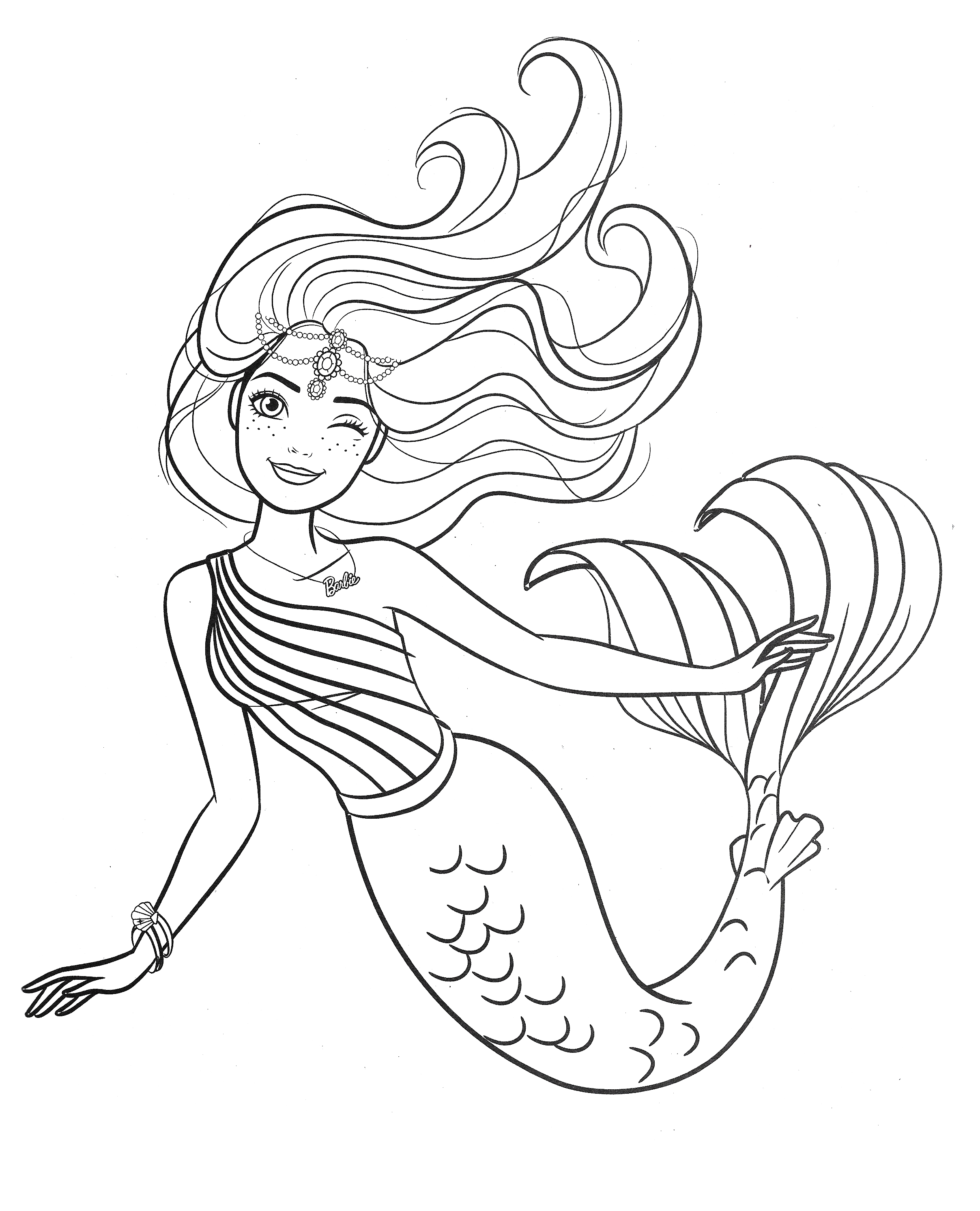 Beautiful mermaid barbie coloring pages