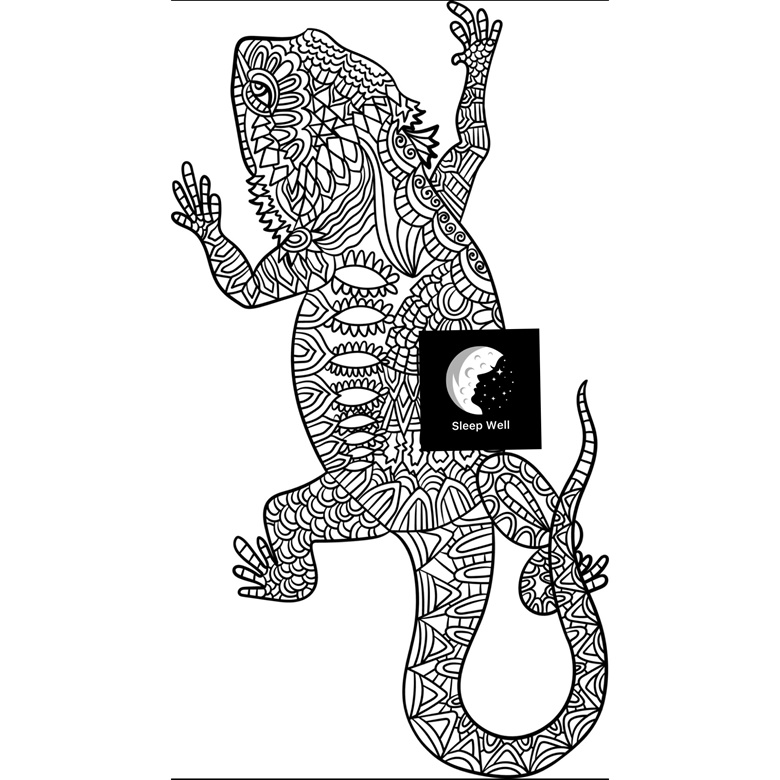 Bearded dragon mandala coloring page