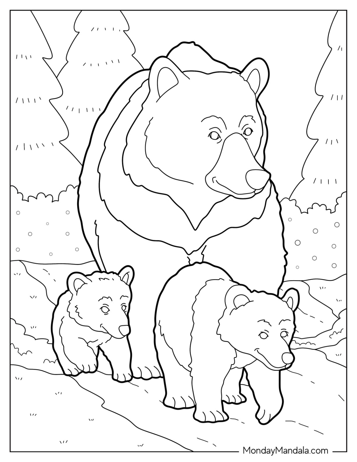 Bear coloring pages free pdf printables