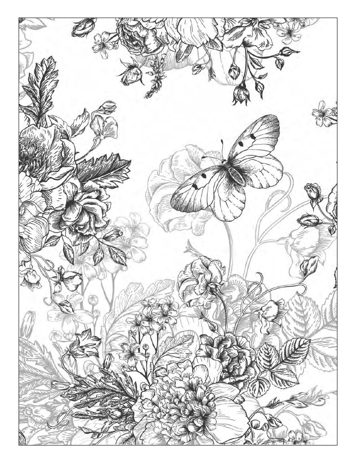 Beautiful flowers detailed floral digns coloring book