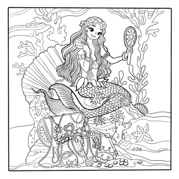 Beautiful mermaid coloring pages by chunya pootawonsup tpt