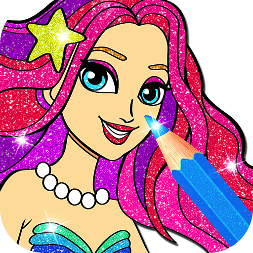 Rainbow glitter coloring book mermaids