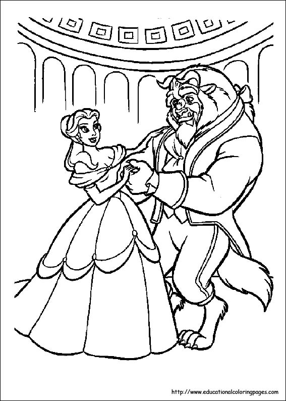 Beauty and beast coloring pages free for kids