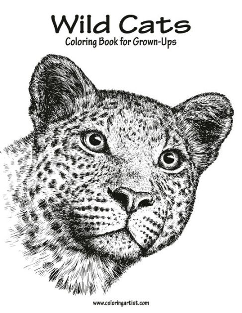 Wild cats coloring book for grown