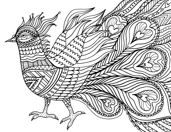 Abstract bird adult coloring page