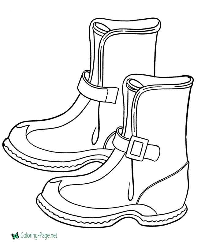 Winter coloring pages boots to print