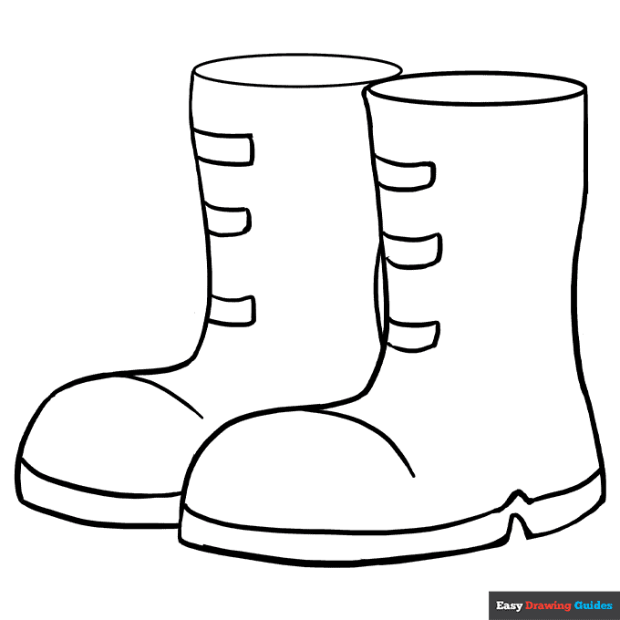 Boots coloring page easy drawing guides