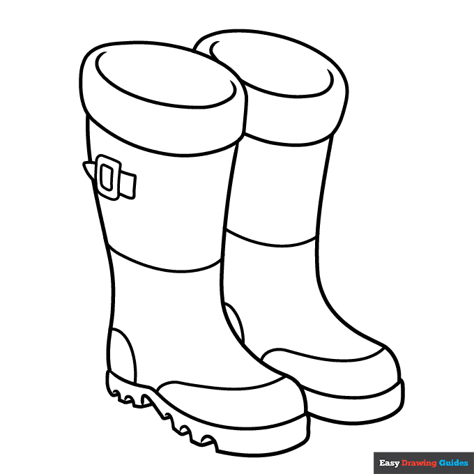 Rubber boots coloring page easy drawing guides