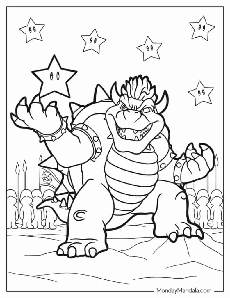 Bowser coloring pages free pdf printables