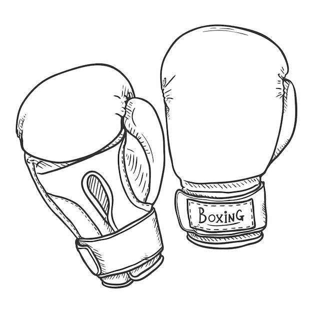 Premium vector vector black sketch boxing gloves