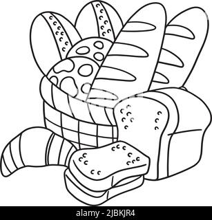 Thanksgiving baked bread coloring page for kids stock vector image art