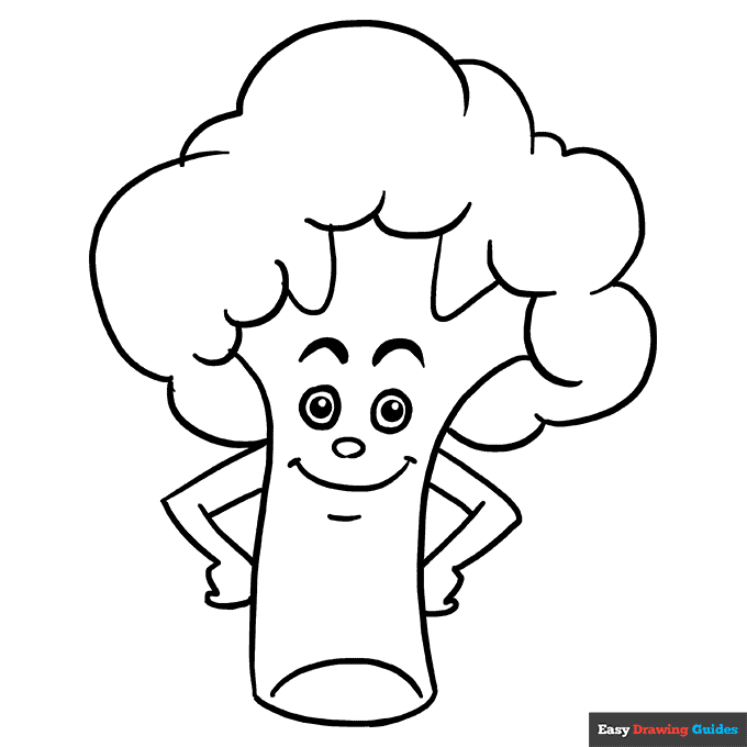 Broccoli coloring page easy drawing guides