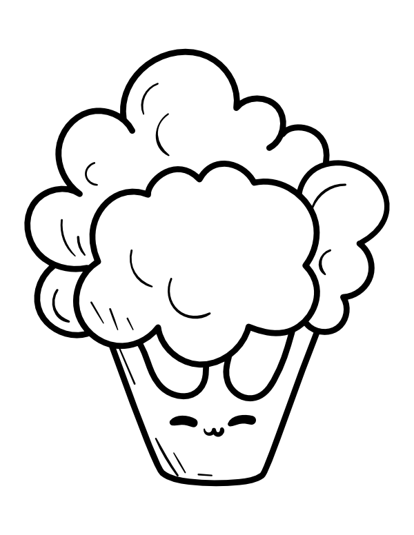 Printable kawaii broccoli coloring page