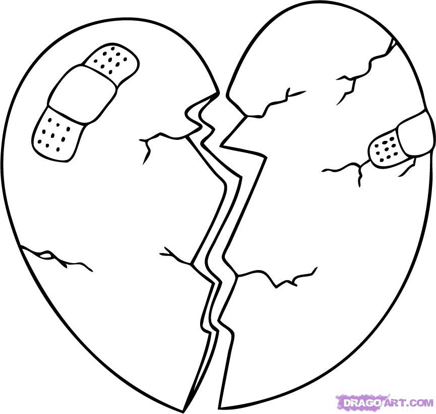 Broken hearts coloring pages printable for free download