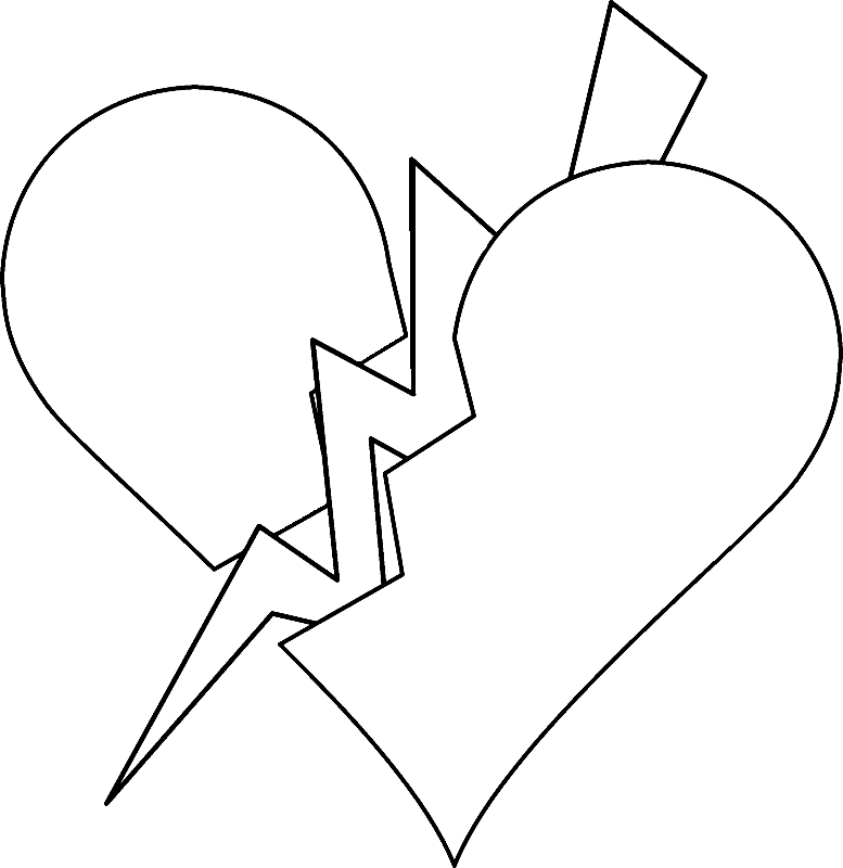 Broken hearts coloring pages printable for free download