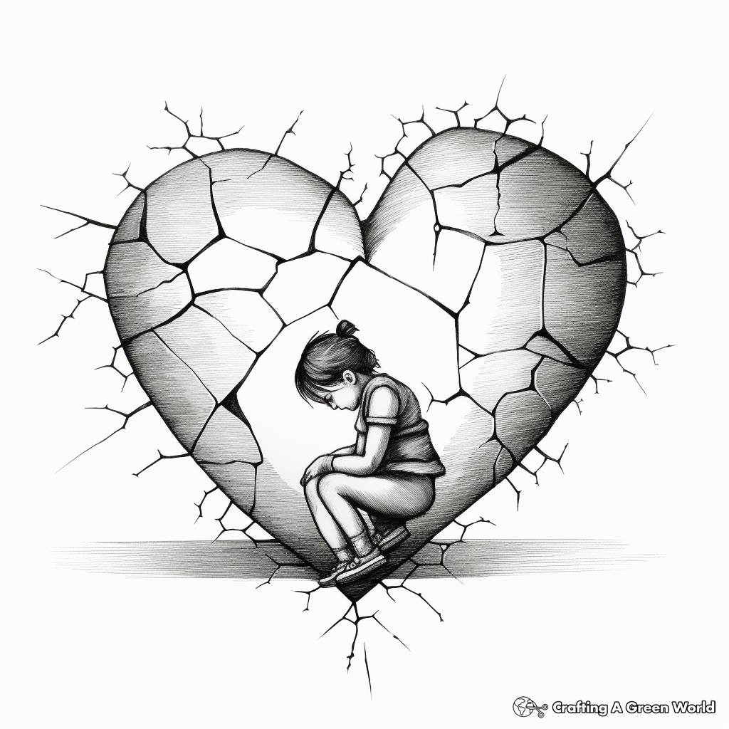 Broken heart coloring pages