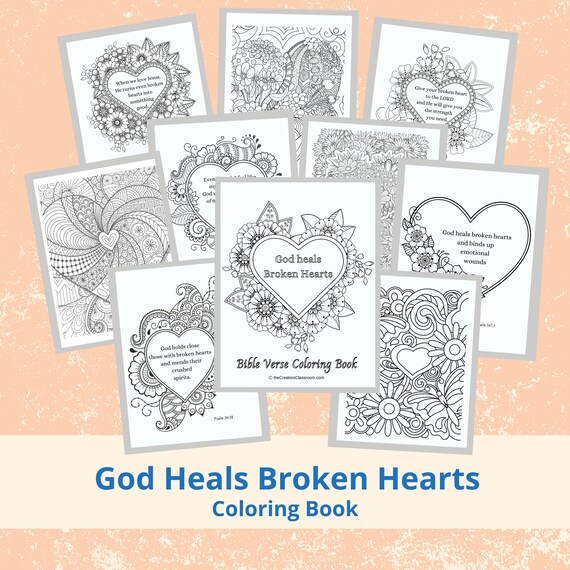 Coloring pages for adults christian coloring pages god heals broken hearts bible verse coloring pages coloring book pdf download now