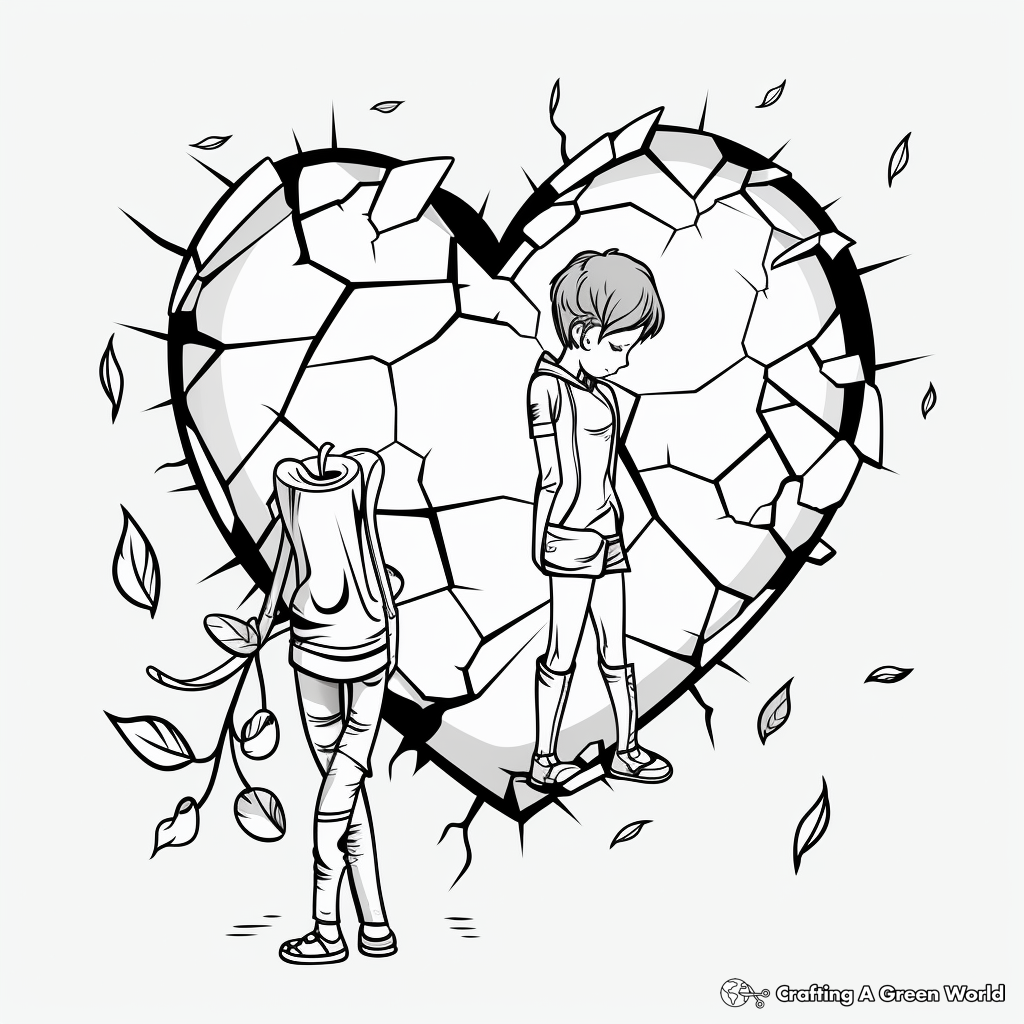 Broken heart coloring pages