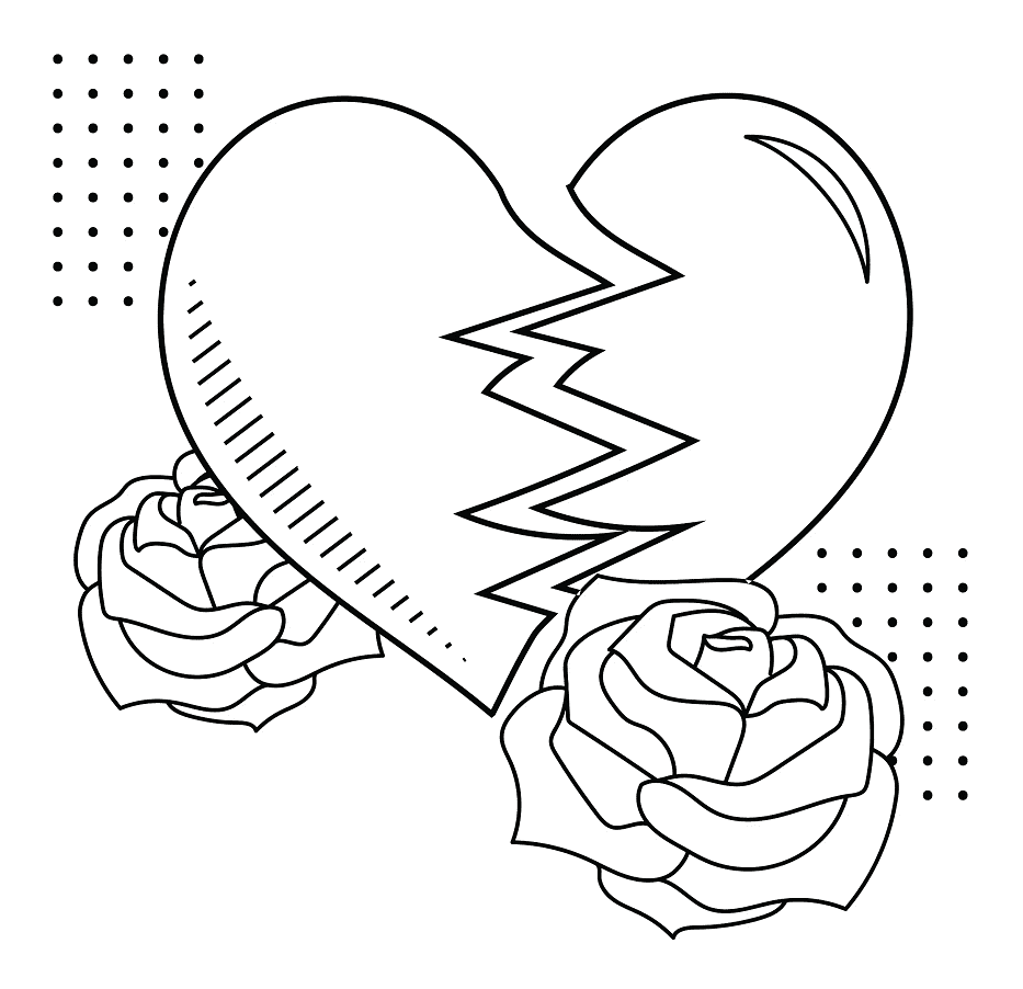 Broken hearts coloring pages printable for free download